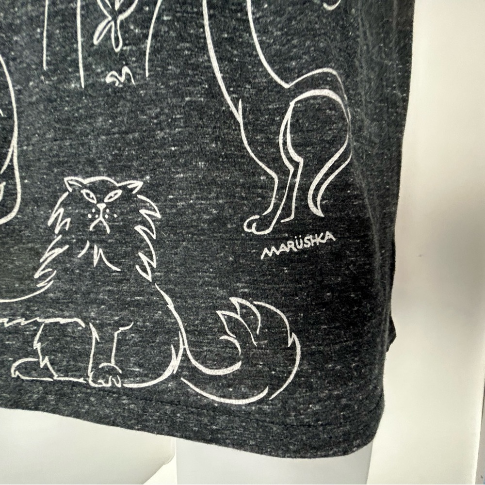 Marushka Gray Heathered Cat Antics‎ T-shirt Small - Picture 3 of 10